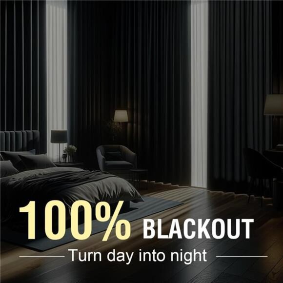 Blackout Linen Curtains, 100% Blackout Drapes Textured Blackout Curtains - Picture 2 of 7